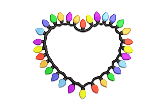 Christmas Lights Heart: A Festive Embroidery Design for Holiday Cheer